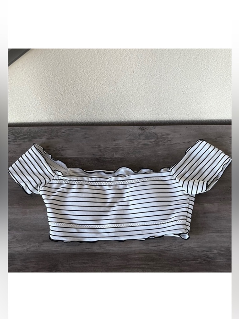 Striped Off-Shoulder Women's Bikini Top Size Small